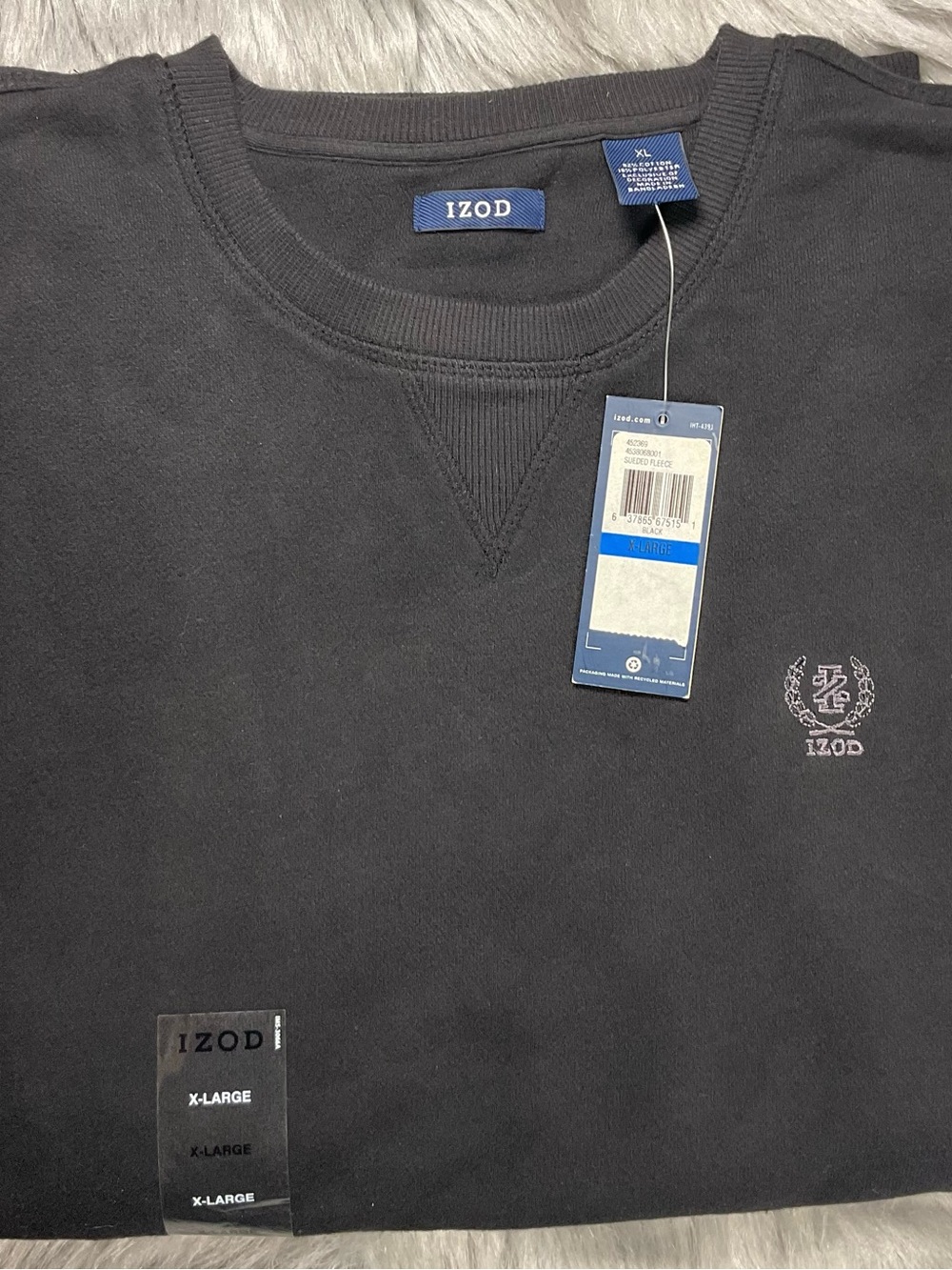 Izod Black Crewneck Sweatshirt with Subtle Logo